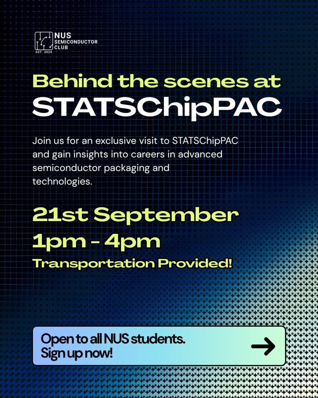 Event poster for Behind the Scenes at STATSChipPAC, part 1 of 2