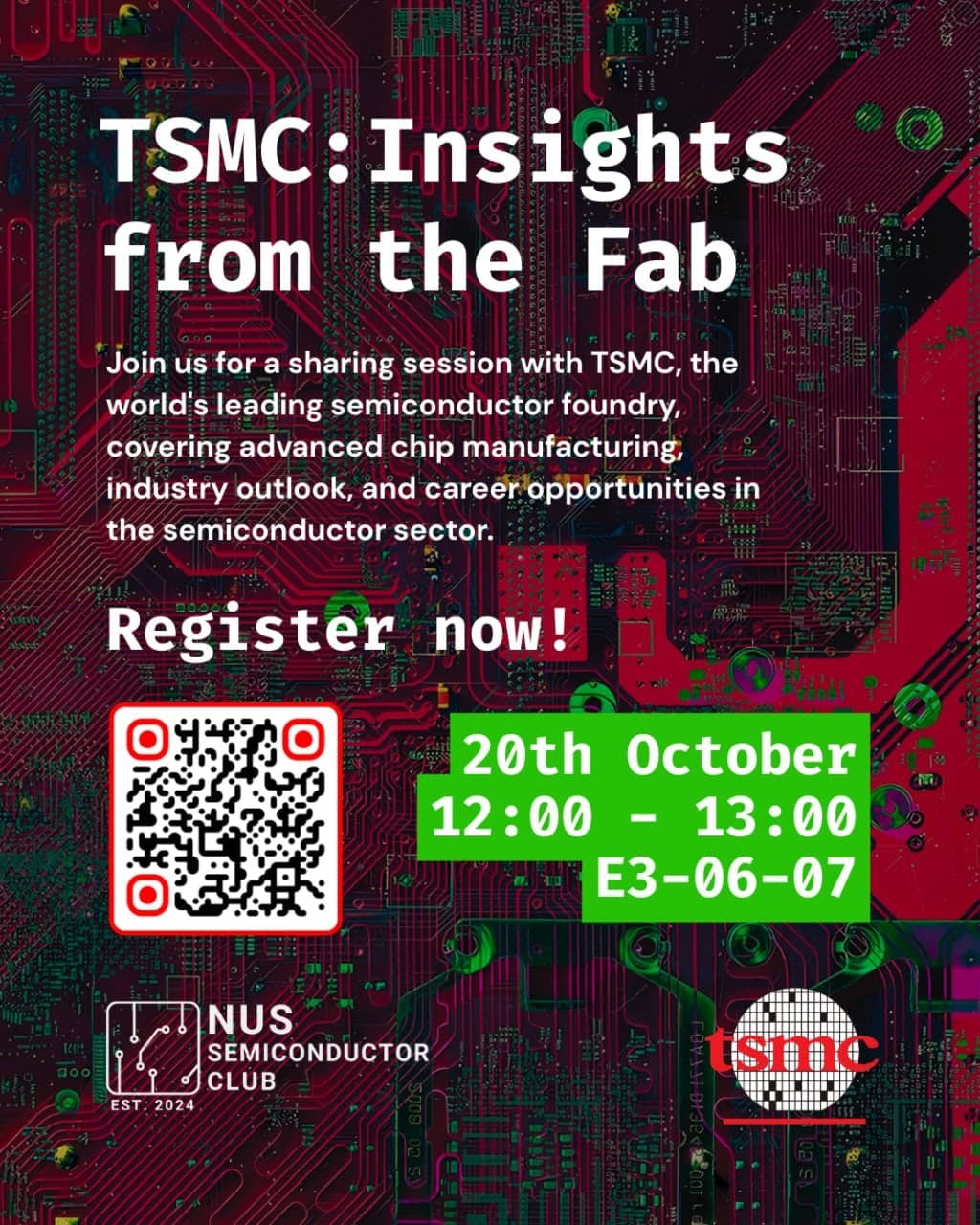 Event poster for TSMC: Insights from the Fab