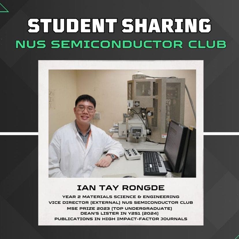 The student sharing poster for Ian Tay Rongde, giving his year of study and his role in the club