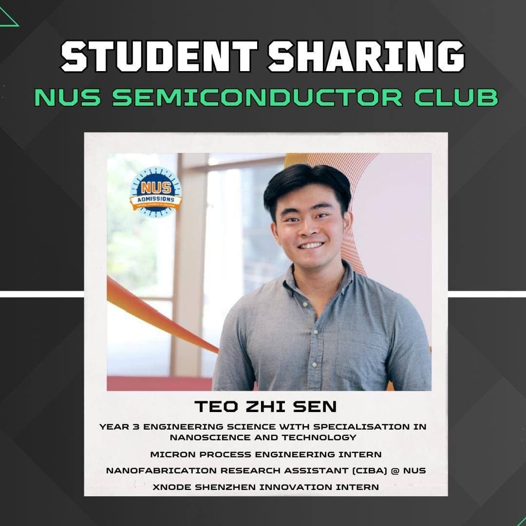 The student sharing poster for Teo Zhi Sen, giving his year of study and his internship at Micron